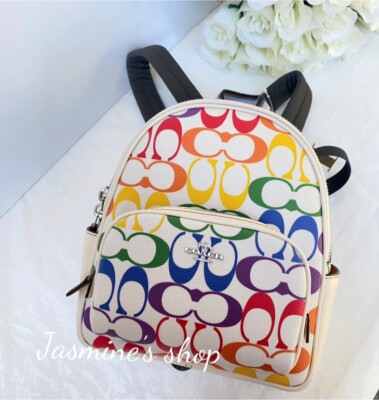 Coach Mini Court Backpack In Rainbow Signature Canvas CK377  display picture 3
