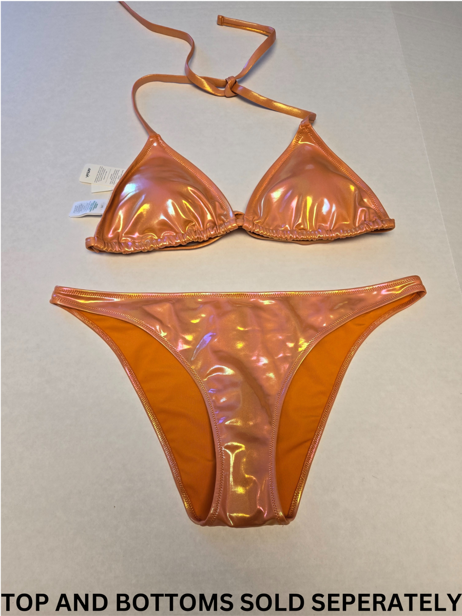 NWT American Eagle Aerie Orange Holographic Prism Scoop Bikini Top