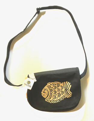TUKUL CRAFTS Sudan shoulder bag purse Crossbody Silkscreen Printed Fish