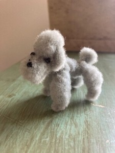 vintage ARA 1 3/4” grey poodle pocket pet made of wool chenille in Austria
