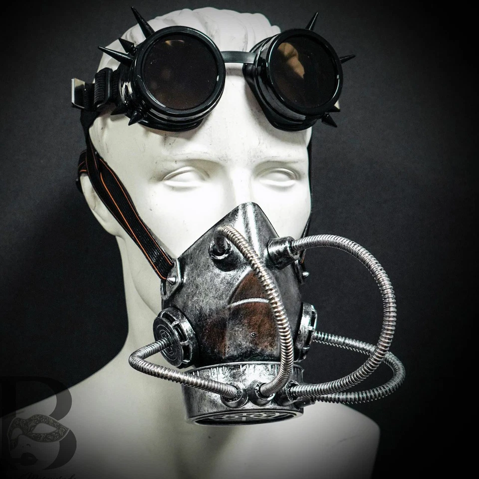Steampunk Mad Max Masquerade Mask Goggles Cosplay Costume Molecular Chrome Props - Image 2 of 3