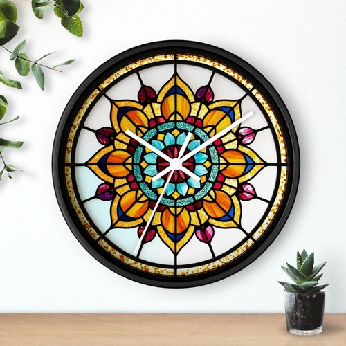Mandala Reloj de Pared Vidrieras Imitación Oficina Reloj Estilo Boho Regalo para Mamá, - Imagen 7 de 19