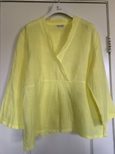 Russ Berens Malibu V-neck Linen Yellow Top Made In USA Size S M, L NWOT
