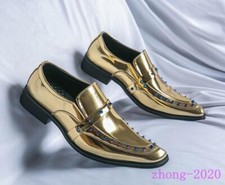 Men's Shiny Faux Leather Rivets Shoes Casual Party Dress Clubwear Stage Oxfords