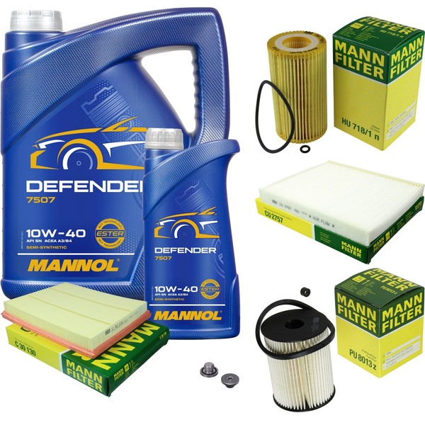 Mann Inspektionspaket 6 L Mannol Defender 10W-40 FüR Opel Zafira A 2.0 Dti 16V-image