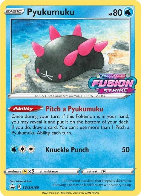Pyukumuku SWSH169 Prerelease Black Star Promo Lightly Played Pokemon TCG