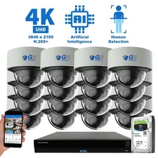 16 Channel NVR 16 4K IP Color Night Vision Microphone Security Camera System 8TB