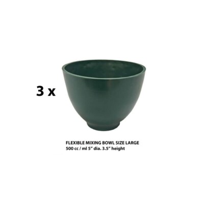 Dental Lab 3-pack Green Mixing Bowls  Flexible Premium Quality Size: Large