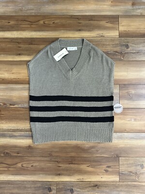 Evereve RD Style Kylie Stripe Vest Brown Black Stripe Size XS $88 NWT