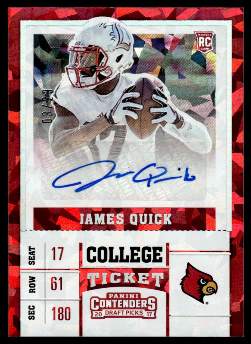 2017 Contenders DP Cracked Ice James Quick Rookie Auto 03/23 Louisville