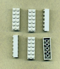 LEGO - 2456 - 2x6 - Foundation Brick -- Gray/MDStone - from Minecraft 21227 - 6 Pieces
