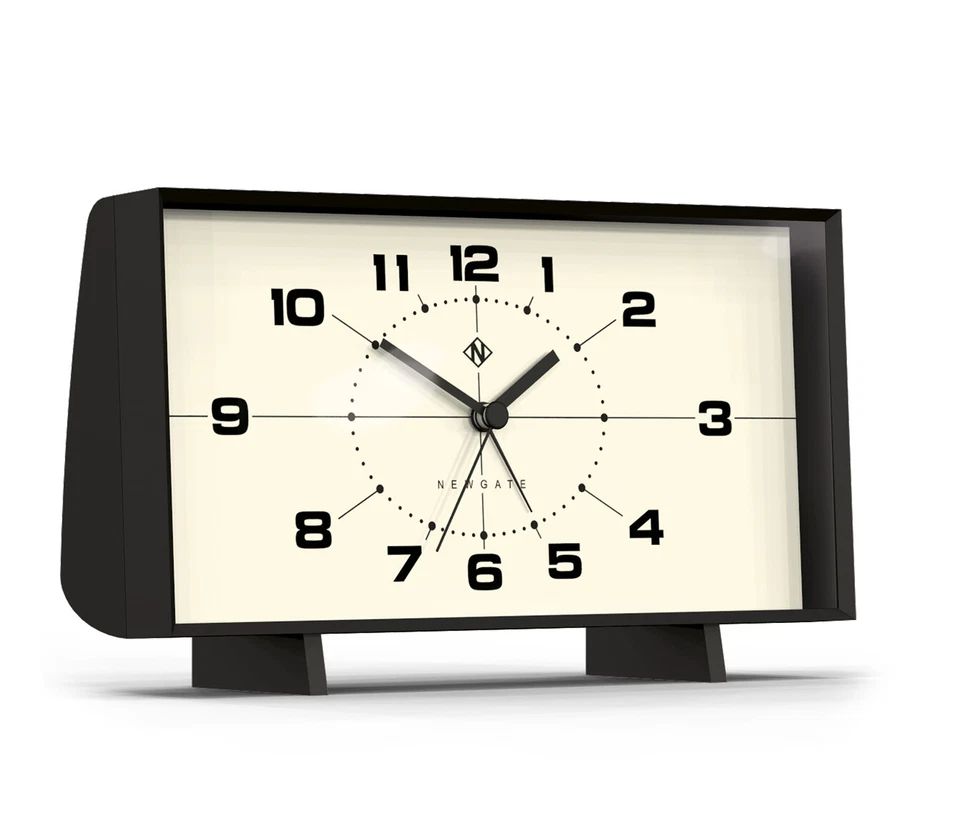 Newgate® - Wideboy Alarm Clock Black Retro Cream Arabic Dial Silent Quartz - Image 2 of 4