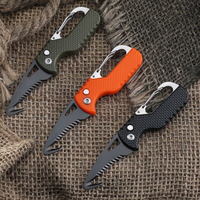 MultiTool Camping Keychain Knife Small Pocket Strap Cutter Razor Sharp Serrated