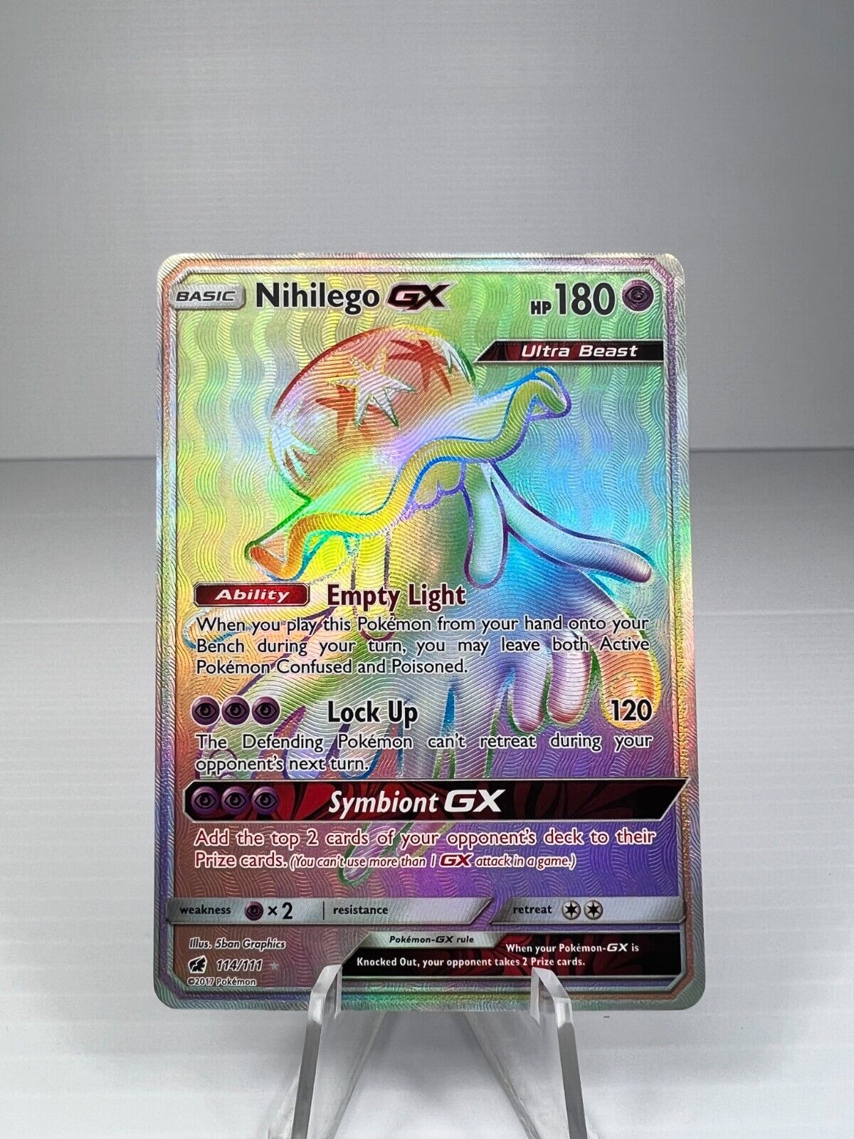 Nihilego GX RAINBOW SECRET HYPER FA RARE 114/111 Pokemon SM