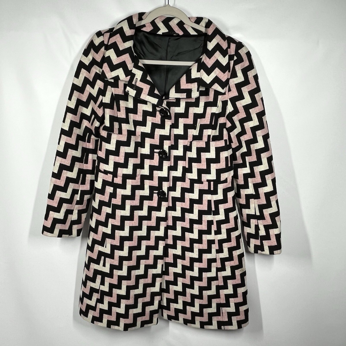 Hobbs London 100% Lambswool Coat UK10 US6 Black Pink Cream Hobbs London 100% Lambswool Coat UK10 US6 Black Pink Cream