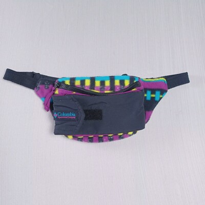 Vintage Columbia Aztec Flannel Fanny Pack Belt Bag Outdoors