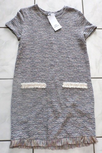 Neu mit Etikett Zara Trafaluc kurzärmeliges Tweedkleid Fransensaum, Perlen Akzente Größe M - Bild 1 von 5