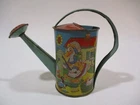 Vintage J Chein Tin Litho Toy Watering Can Mother Duck Water Pump Sunflowers