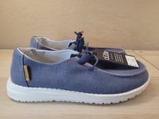 Hey Dude Wendy Slip Classic Comfort Shoes Chambray Navy White Women's 7 Slip-On