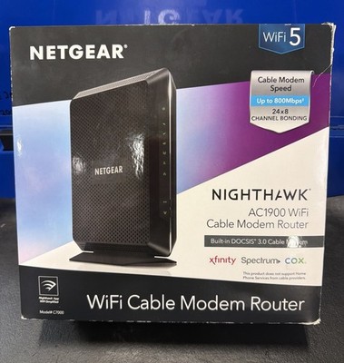 NETGEAR C7000-100NAR AC1900 WiFi Cable Modem Router Combo New Open Box