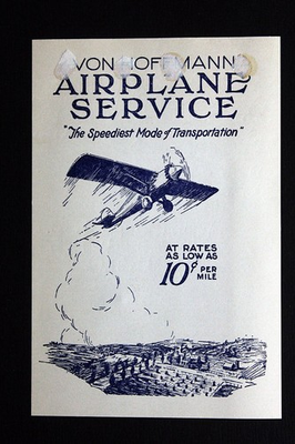 #ad Von Hoffmann Airplane Service St. Louis Airplane Rates 1920s 6 1 4quot; x 4quot; $91.80