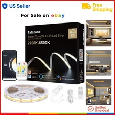 16.4ft Tunable White LED Strip Light Kit COB Dimmable Voice Control Alexa Google