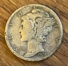 1928-D Mercury Dime Denver 90% Silver Winged Liberty Roaring Twenties Era Coin