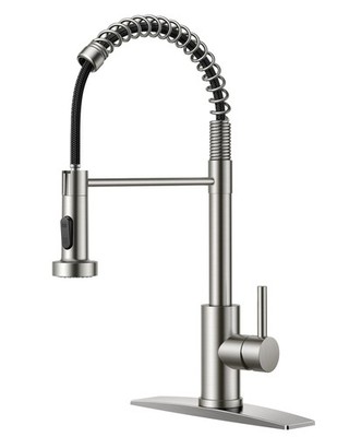Brushed Nickel Kitchen Faucet with Pull Down Sprayer, Stainless Steel Faucets