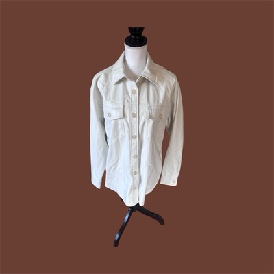 NEW Thread & Supply Shacket Jacket Cream Faux Leather Sz Small Classic Neutral