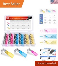 140PCS Heat Shrink Piggy Back Spade Terminals Connectors Assortment Kit 22-16...