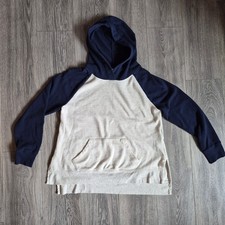 Old Navy Women's LS Relax It Hoodie White Envy Raglan Long Sleeve Navy Size M