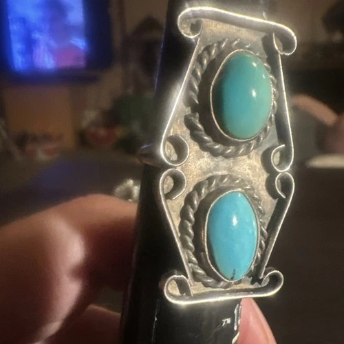 Vintage Turquoise/Silver Tribal Style Rings Set of 3
