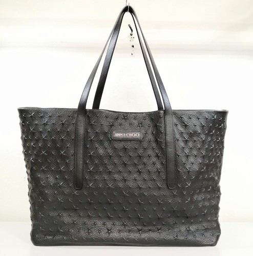 JIMMY CHOO SARA Embossed Leather Tote Bag Black Mstwt1 Rank A Used