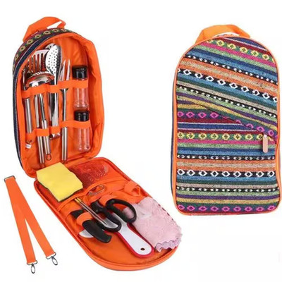 19 Piece Camping Cooking Utensil Kit Portable Picnic Cookware Outdoor Kitchen Eq