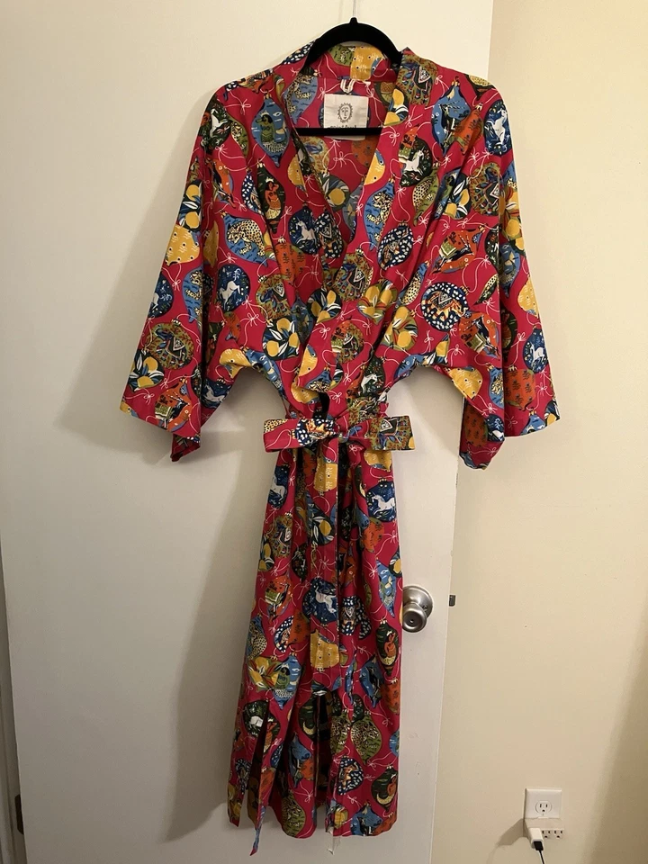 Printfresh Mujer’s 1X Kimono Estilo 100% Algodón Rosa Multi Sirenas y Unicornios Foto 3 de 4