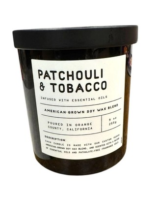 Leoben Co Patchouli  & Tobacco Vegan Soy Blend Candle, 9 Oz
