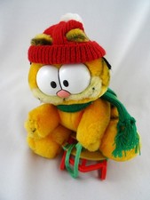 Vintage Dakin Garfield Plush Sledding Red Hat Stuffed Animal