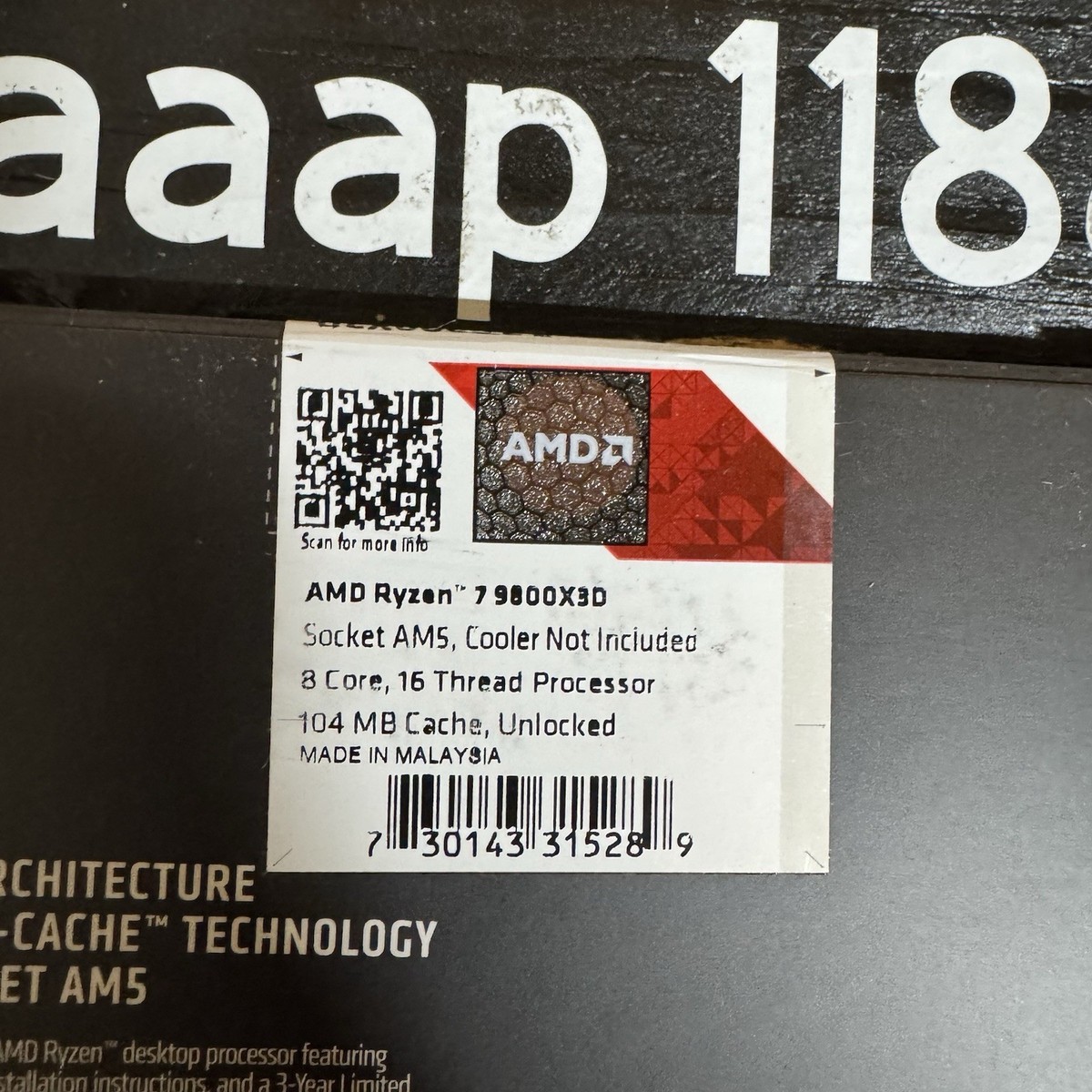 NEW AMD Ryzen 7 9800X3D AM5 4.70GHz To 5.2GHz 8-Core 16 Thread