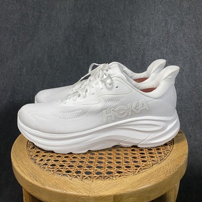 Hoka Clifton 10 Running Shoes Mens 12.5 EE Wide White Gym Run Sneakers Excellent