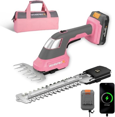 20V Pink Cordless Grass Shear & Shrubbery Trimmer 2-in-1 Handheld Grass Trimmer
