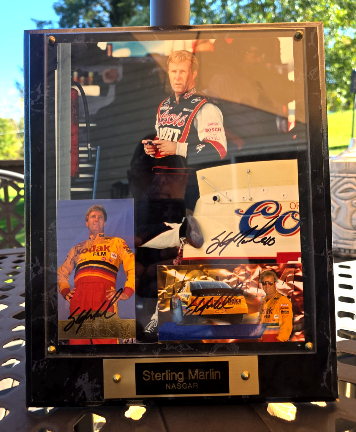 STERLING MARLIN Auto Signed 3X Plaque W/Cards Photo Rare NASCAR