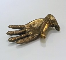 Wall Mounted Hand Shaped Tea Light Holder or Tie Back Gilt Metal 13cm H