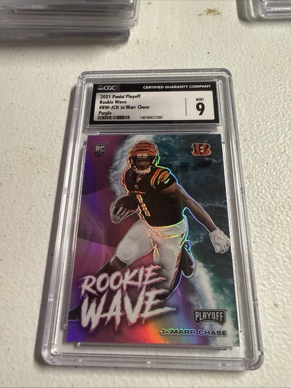 Panini 2021 Playoff Ja'Marr Chase Bengals Rookie Wave Purple RW-JCH CGC 9