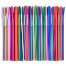 100 Pcs Flexible Colorful Disposable Plastic Bendable Drinking Bendable Straw...