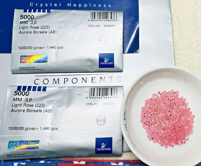 Swarovski 5000 3mm Light Rose AB 720 / 1440 PCS Round Beads Seal Pack Austria