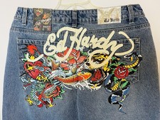 NWT Ed Hardy Woman s Baggy Leg Jeans Sz 32 Sn...