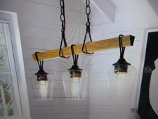 Uolfin Transitional Black Dining Room Island Chandelier 25 in. 3-Light Pendant