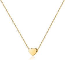 14K Gold Plated Cubic Zirconia Heart Necklace  Cute Dainty Love Pendant Necklac