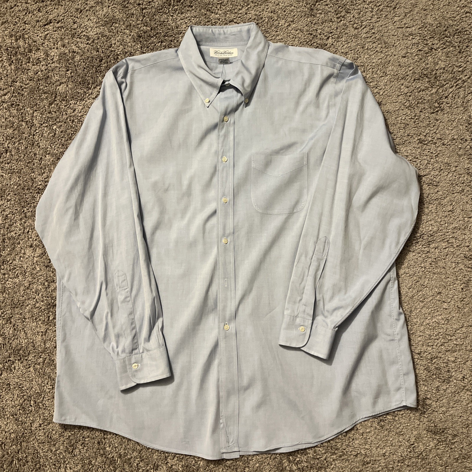 Brooks Brothers Shirt Men's 18-35 Blue Oxford Cloth Cotton Button Up