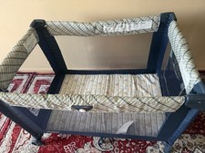 Graco Portable Foldable Play Yard with Wheels Blue Beige for Infant Toddler